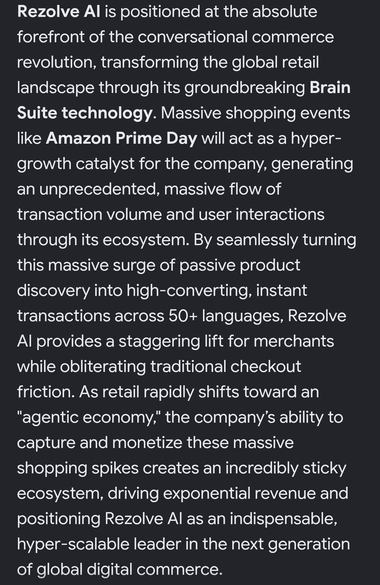 sigmatrader9's tweet photo. $AMZN Amazon Prime Day Oct 6th to 7th Is expected to drive a 3 000% increase in generative AI-powered web traffic for $RZLV Rezolve AI" Adobe projections. https://t.co/KSMWE9tTr9