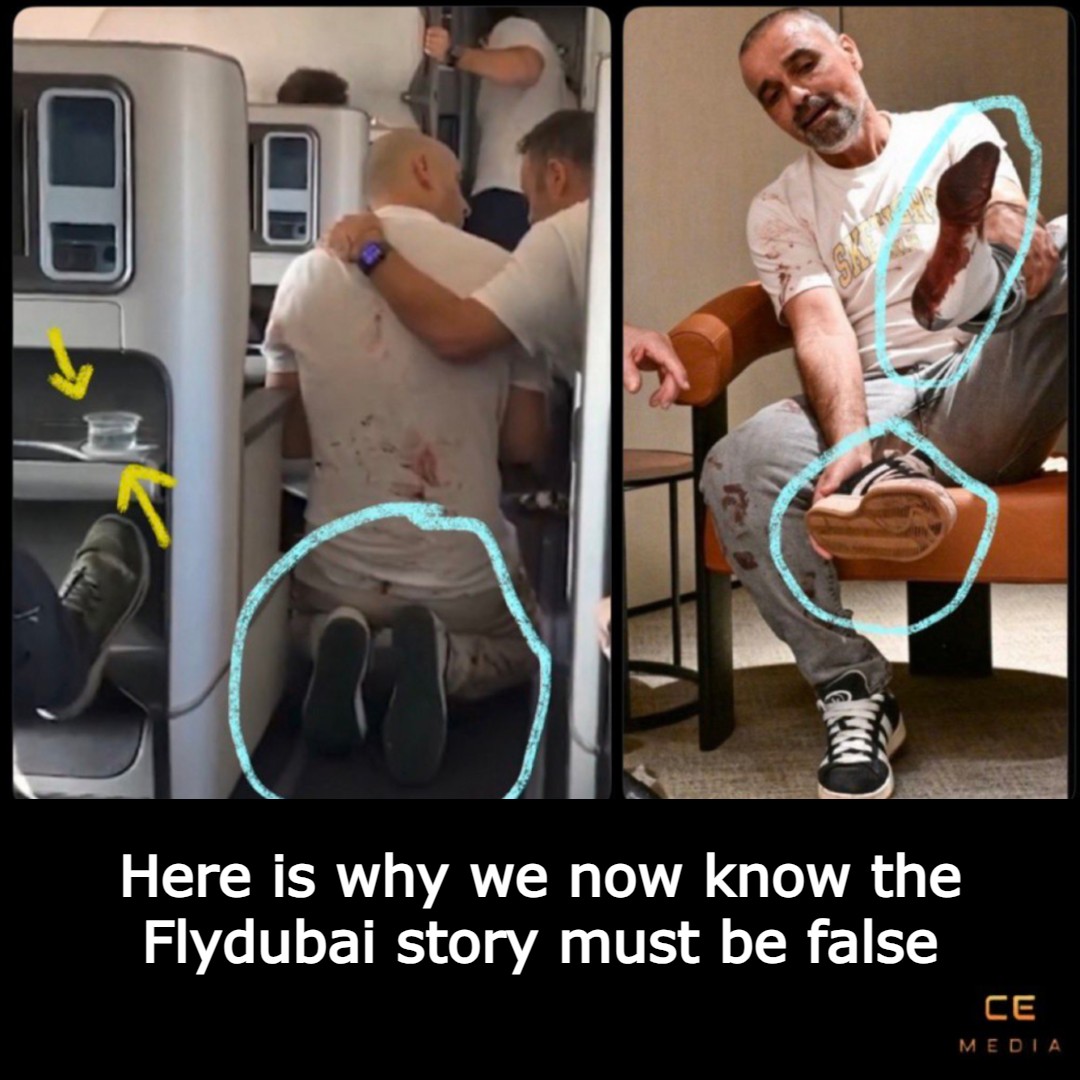 cem_uk_'s tweet photo. Here is why we now know the Flydubai story must be false.

When the plane nosedived, it reached a speed of 688 mph and it’s just not designed to handle those G-forces. It should’ve fallen apart from the extreme stresses of plummeting nearly 14,300 feet in 37 seconds (about ten times the normal descent rate). That’s the opinion of an expert on CNN as well as other former pilots. Flight simulations back this claim up.

Commercial pilot and flight instructor Aaron Murphy told CNN: “Some of the numbers that we’re seeing from the reporting initially don’t make sense to me. If you’re descending that rapidly, the aircraft would have disintegrated completely.”

Even if the plane didn’t fall apart, people should’ve been flung around and loose items should’ve been scattered everywhere. We’d expect to see broken bones and even fatalities. Yet we did not see serious injuries (apart from the stabbed pilot) and the place was so tidy, even cups of water were still standing. How is this possible?

We have footage from the dive because multiple passengers whipped out their cameras to film people screaming, but none of it shows the chaos you’d expect. Also, a little girl was in the bathroom at the time. She should’ve been flung into the walls and ceiling, but there was not a scratch on her.

We’re told that the passengers walked to the cockpit during the descent. This would appear to be physically impossible. Imagine the G-forces on a rollercoaster. Now imagine it’s travelling hundreds of miles an hour. Passengers would either be floating around at that speed, or more likely thrown to the back of the plane.

The plane plummeted hard over a period of about 30 seconds. Another 30 seconds and it would’ve hit the ground, but it would’ve taken less than 30 seconds to reach an unsurvivable altitude. Lower altitudes put more stress on the plane, meaning we are talking about seconds to spare.

We are told the plane kept diving and stabilising over several minutes—the cockpit was entered after the hardest dive, but while the plane was still diving. This suggests the hijacker chose to stop diving so hard when the pilot was subdued, enabling the passengers to enter. That’s awfully kind of him, but any kind of dive should’ve made entry difficult-to-impossible.

Here’s a crucial piece of info: the man who first broke into the cockpit and tackled the hijacker was also the man who took control of the plane. He did all of this with literally seconds to spare. It gets even more impressive when you realise he knew that flight controls are inverted. Good job he watched that Air Crash TV show. Good job that two off-duty pilots were ready to take over.

Our hero met Netanyahu hours later, still wearing his bloodied clothes—only images from the plane show his shoes were different. If he changed his shoes, why didn’t he change the rest of his clothes?

He showed that his socks were soaked in blood, but he was wearing his shoes on the plane and they were not soaked in blood. He wasn’t injured so the implication is this was the pilot’s blood. Why didn’t he remove his blood-soaked socks when he changed his shoes?

He told Netanyahu that he got the hijacker in a chokehold while he was trying to destroy instruments. Why was he doing that if he was flying the plane into the ground? Nothing about the story makes sense. Was the captain attacked with a knife or axe? Did passengers break down the cockpit door, or did the injured pilot open it after being stabbed? The details keep shifting.

Now consider that Netanyahu predicted a major event would happen the day before, and he politicised the attack immediately after. Trump is now saying that if it was Iran, we will hit them hard. This is working out awfully well for Netanyahu, isn’t it?