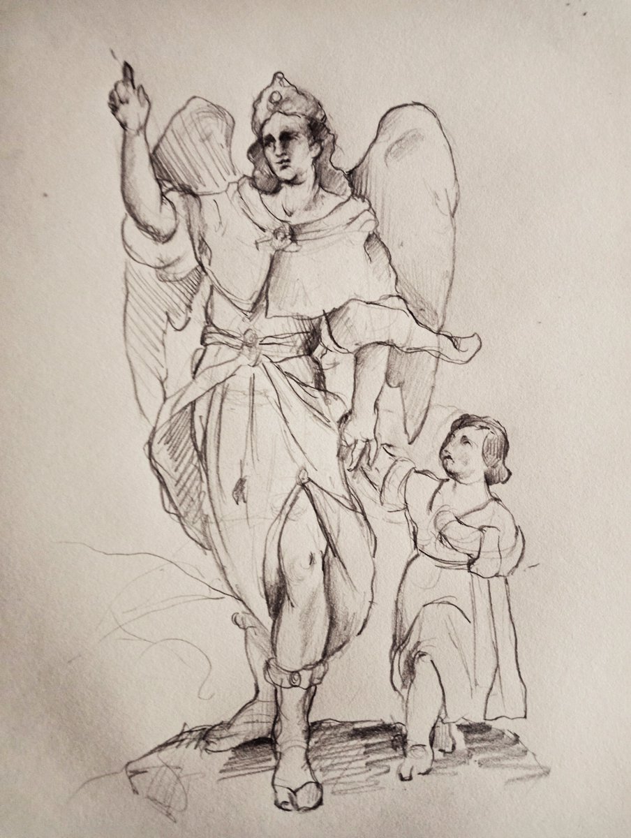 ADiazArnido's tweet photo. 📆 Hoy, Memoria de los Santos Ángeles Custodios.
[ 📷: "Santo Ángel de la Guarda" grafito s/p., dibujo preparatorio para pintura sacra, 29'7x21 cm., 2024]
#dibujo #artesacro #Santoral https://t.co/rxLSzoeFtq