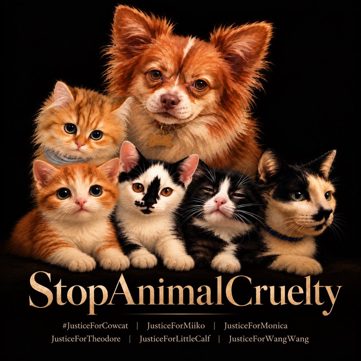 PeiLiu570497's tweet photo. Every life deserves to be protected
Every voice deserves to be heard

Cowcat. Miiko. Monica. Theodore. Little Calf. Wang Wang
They were not objects
They were lives

#JusticeForCowcat
#JusticeForMiiko
#JusticeForMonica
#JusticeForTheodore
#JusticeForLittleCalf
#JusticeForWangWang https://t.co/xBUZeK5dz0
