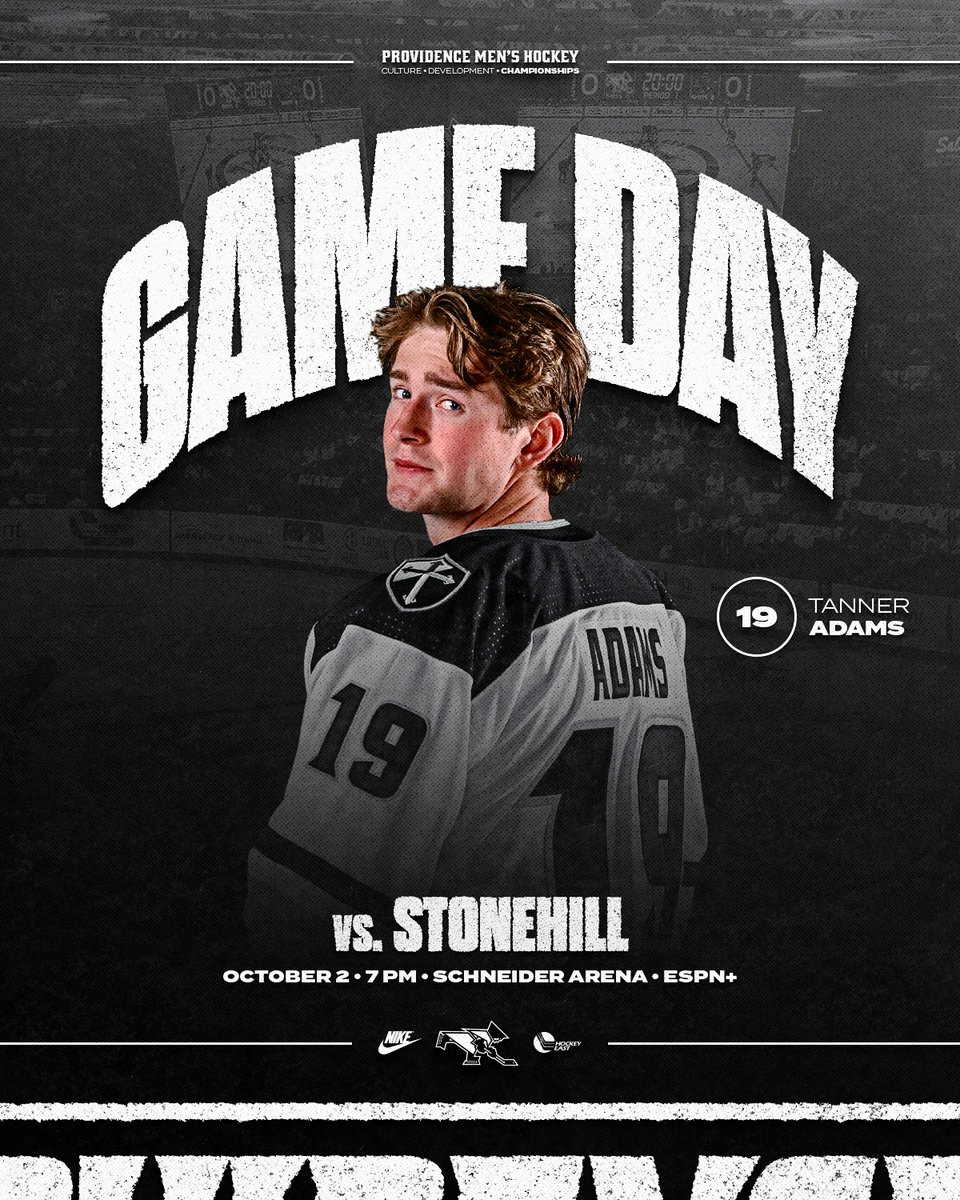 FriarsHockey's tweet photo. HOCKEY IS HERE ‼️

🆚 Stonehill (Exhibition)
⏰ 7 PM 
🏟️ Schneider Arena
📺 ESPN+
🔗 https://t.co/jEv2EiNhhZ 

#GoFriars https://t.co/ewXKc2AnEc