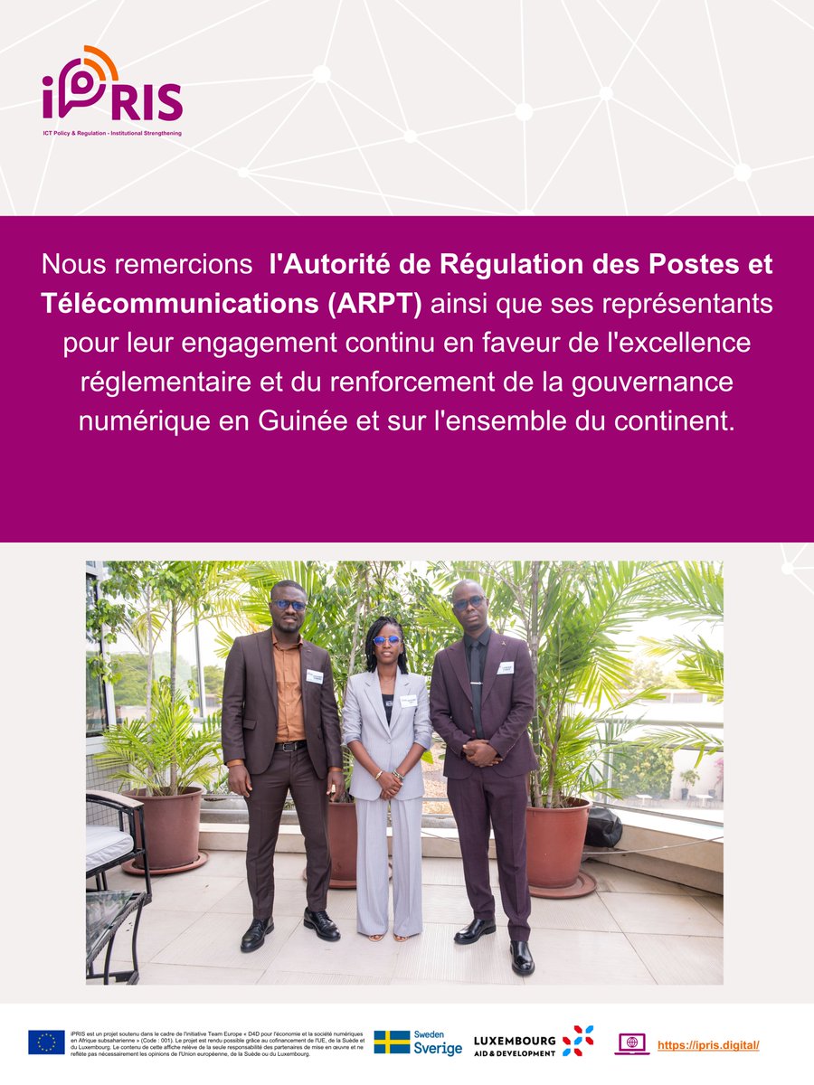 iPRIS_digital's tweet photo. Aujourd’hui, la Guinée célèbre ses 68 ans d’indépendance.
Nous saluons les efforts de l’ARPT et des membres de la 6ᵉ cohorte iPRIS, qui contribuent au renforcement de la connectivité numérique en Afrique.

#AfriqueNumérique https://t.co/IFPGAnZWwM