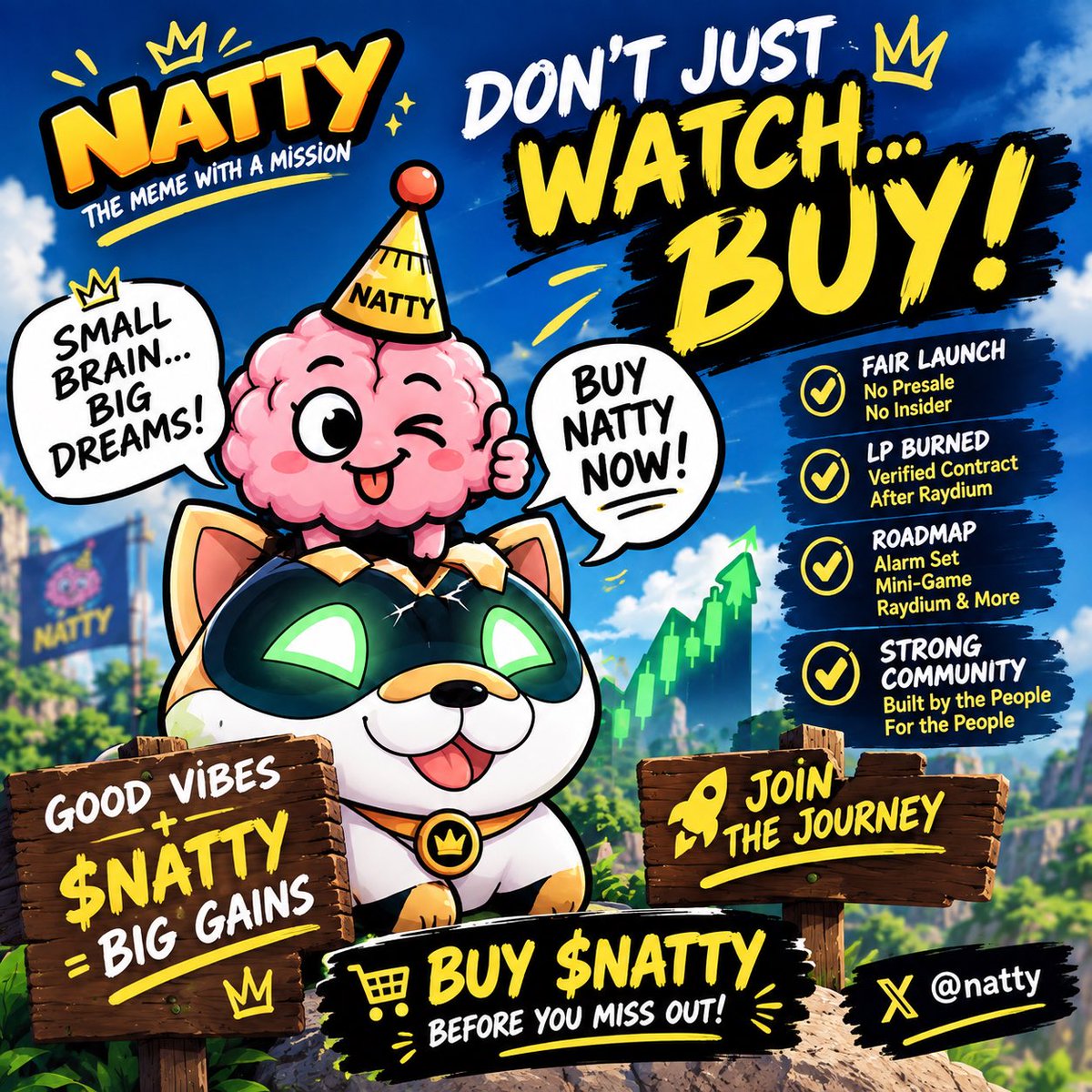 Graceqwyv's tweet photo. 🧠 Small brain. BIG dreams. 🚀

$NATTY is building a real community, one step at a time. If you’re watching from the sidelines, this is your sign to join the journey. 👀🔥

💰 BUY $NATTY
📜 C A: 0x89a5504f77971579Ea0d7A1729f2dbF942Eb1e18

🐦 @NattyStupidity https://t.co/wvgQf7MUvO