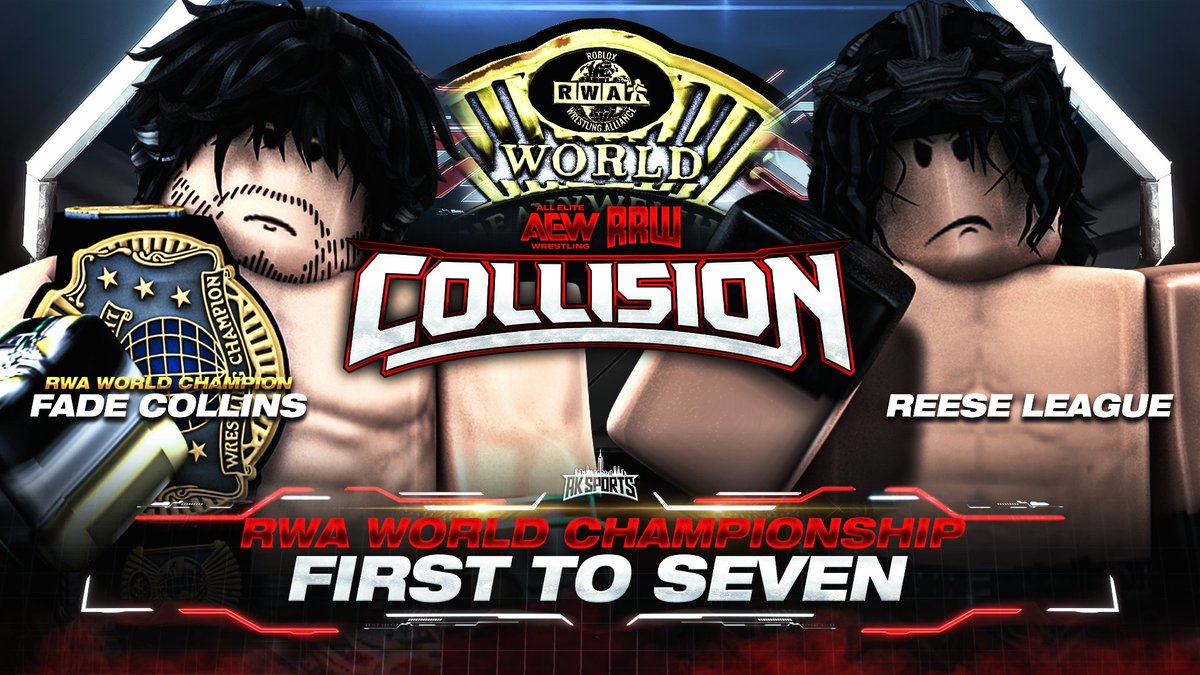 AEWonAKSports's tweet photo. Fade Collins @Ioveandm3th defends the RWA World Championship against Reese League @reeseleague TONIGHT on #AEWCollision! 🏆

THE MOST PRESTIGIOUS CHAMPIONSHIP IN RO-WRESTLING IS ON THE LINE TONIGHT‼️

Tune in at 6:30 PM ET, also live on AK Sports!
https://t.co/VeszE9y28k