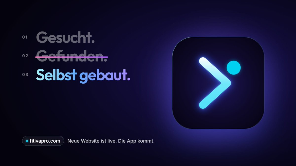 Fitivapro's tweet photo. Gestern ist unsere neue Website live gegangen.

Ich habe eine App gesucht, mit der Training Spaß macht und die mich mit dem richtigen Coach verbindet. Keine gefunden. Also bauen wir sie.

Wir arbeiten gerade an der IOS App. Update folgt bald. 👀

https://t.co/exnYEEivvS https://t.co/wzdcARUBWJ
