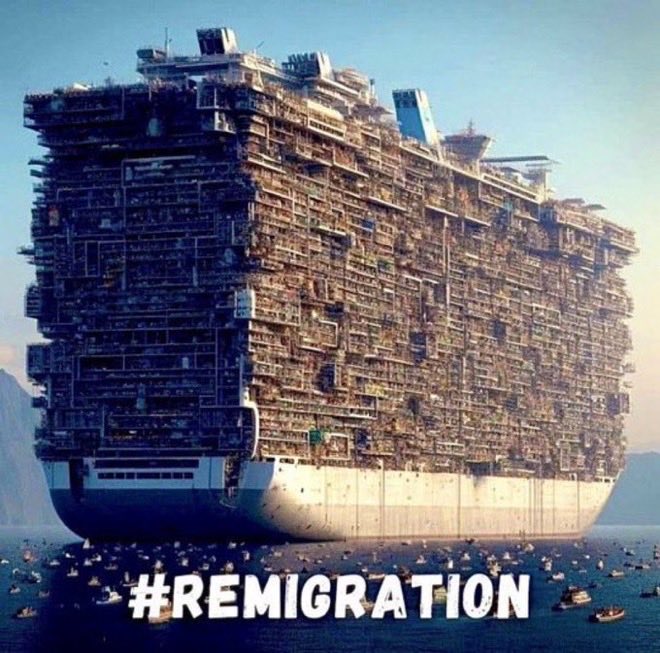 RollandXavier4's tweet photo. @manonbymanon_ Déchéance, expropriation et remigration immédiate de toute sa famille et de tous les muz de son quartier. Ils auront le temps de s’expliquer pendant la traversée. Je conseille au trouduc de ne pas oublier son maillot de bain. 😉 https://t.co/toFMchl9yl