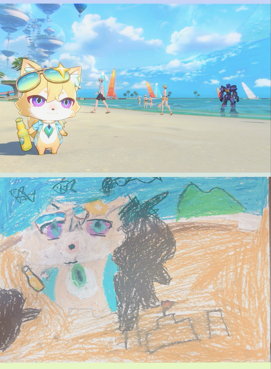 sifon_str's tweet photo. 甥っ子にお願いして、なみのりくん描いてもらったのですが、めちゃめちゃ味があって可愛くないですか😂💕 https://t.co/HkL5auRoFB