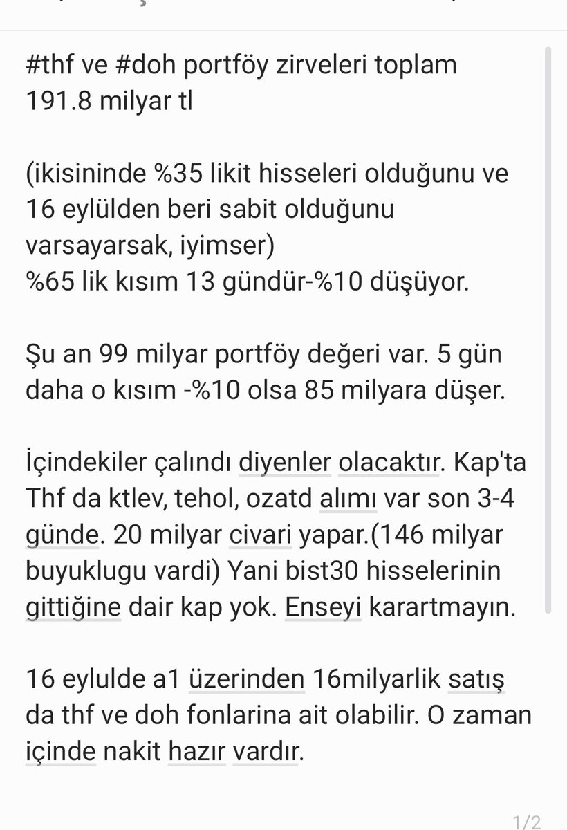 Yz_5609's tweet photo. Arkadaşlar #thf ve #doh analizi. Fonlarımızın içi boş olamaz. Enseyi karartmayalım. İçinin boş olduğuna dair hiçbir emare yok. Kap raporlarıda bist30 hissesi satıldığı falan göremedim. Lütfen duyuralım. #CevdetYılmazAnaPara #AnaParadaDevletGüvencesi #AnaParaAçıklamaBekliyor https://t.co/f9yT2QGSd9