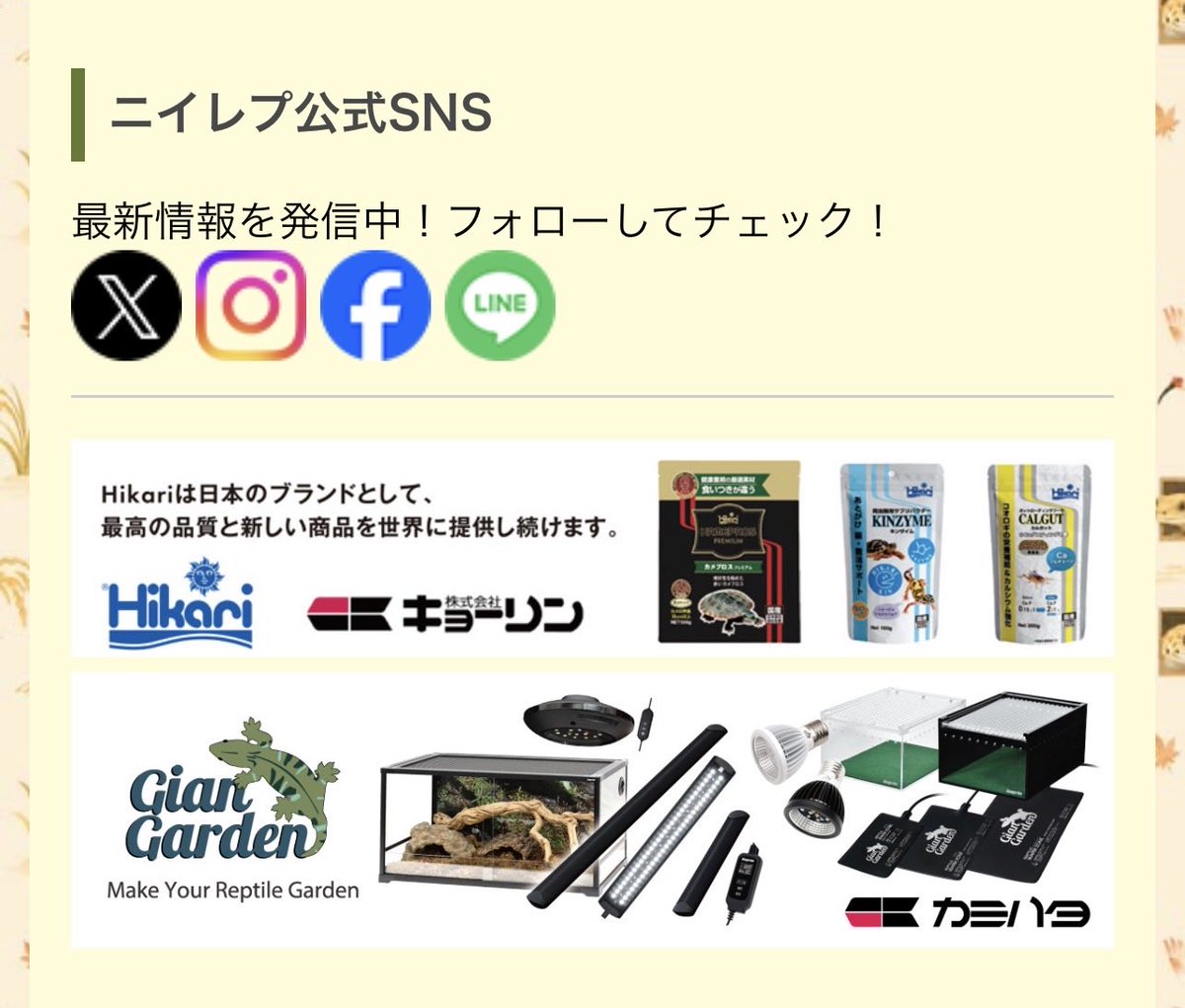 niirepjp's tweet photo. 新潟レプタイルズワールドのホームページにキョーリン様の爬虫類の飼い方を設置しました。トップページを下の方にスクロールして頂きバナーをクリックして下さいね♪

https://t.co/Vgms7f0MRQ

#ニイレプ　#新潟レプタイルズワールド　#新潟レプ　#爬虫類　#レオパ　#クレス　#越後　#爬虫類イベント https://t.co/KRL2IwYU7B