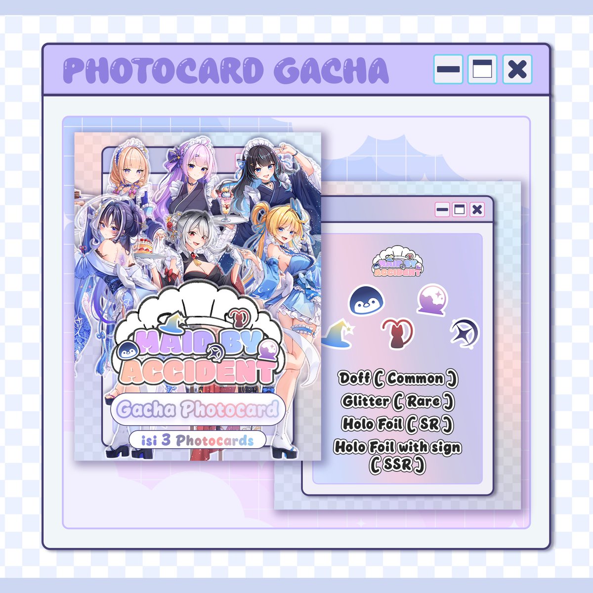 MaidbyAccident's tweet photo. Btw di PO Kimi ada Photocard Gacha MBA juga ya guys di form nya !!
Isi 1 Pack nya 3 mix of 
Kimi, Imik, Chia, ZeroN, Lunie &amp; Amy 🫶 https://t.co/90tqmegZE7