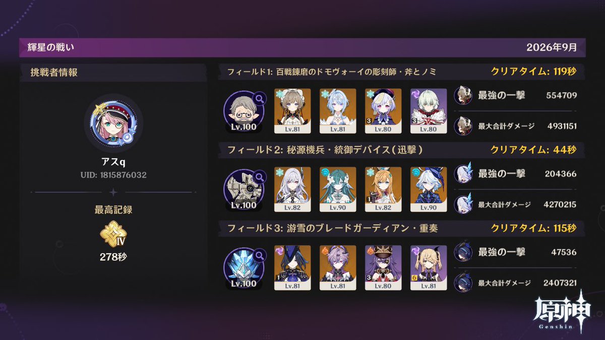 AstroCube_524_P's tweet photo. 幽境マスター初クリア！！
クロリンデ1凸のおかげ

#原神 #Genshinlmpat https://t.co/ZJq5zsYG2E