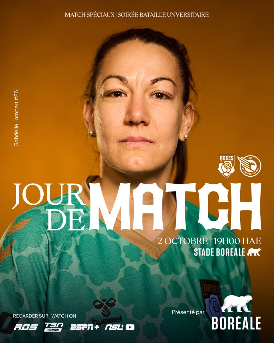 rosesmtlfc's tweet photo. Vos Roses retrouvent le Stade Boréale ce soir pour un choc capital en tête du classement face au CF Rapide d’Ottawa. En jeu : un pas de plus vers le Bouclier des supporters 🛡️🌹

⏰ 19 h | 7 PM
📍 Stade Boréale
📺 RDS | TSN Premium | ESPN+ | NSL YouTube
🍺 Présenté par @BiereBoreale 

🎟️ Billets à partir de 28 $ → https://t.co/JWB8goz92h