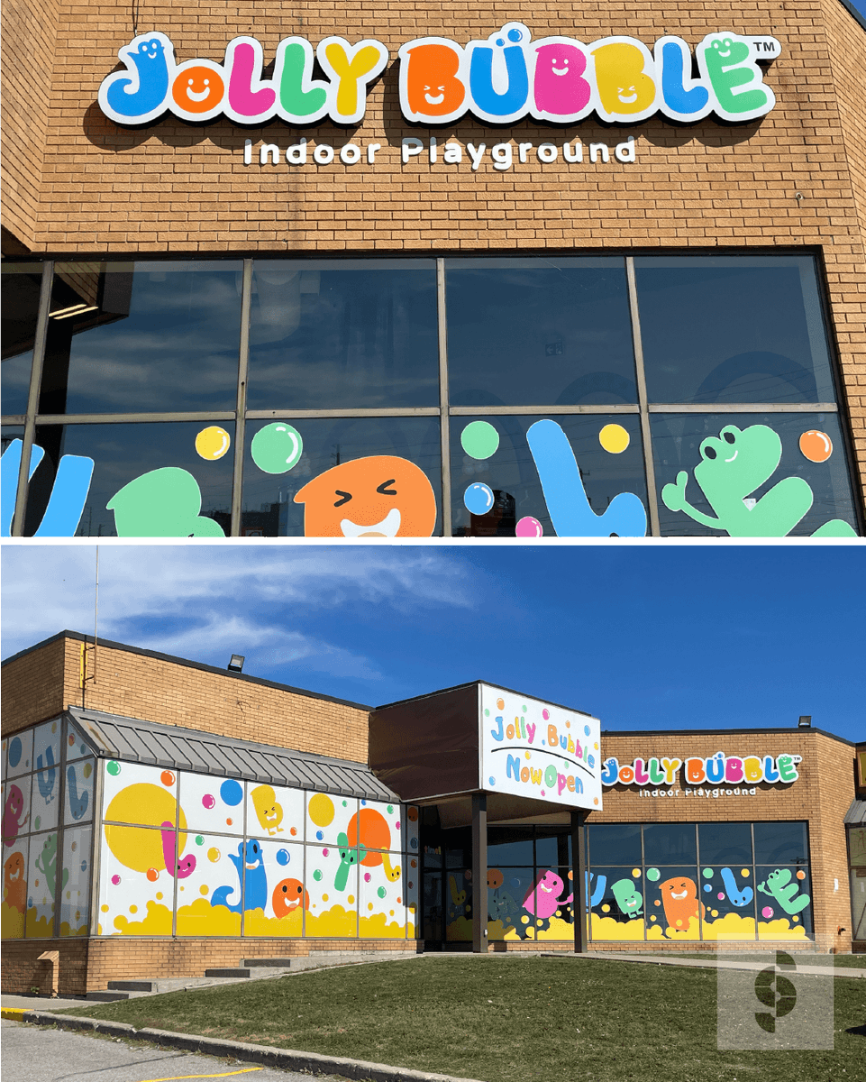 SenSigns's tweet photo. Something playful just landed in Whitby for @thejollybubble. Window graphics inside and out, interior signage, plus custom LED channel lit letters. Sensational Quality. Sensational Service. Pointing you in the right direction for over 25 years. #SensationalSigns https://t.co/2MPrhM1gnt