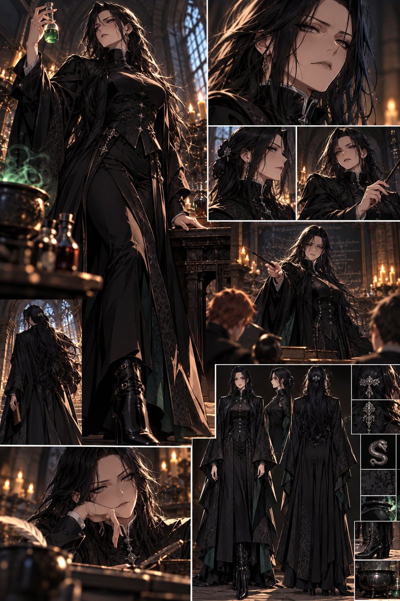 SwukiWuki's tweet photo. #aiart #ai #Malfoid #SeveraSnape #Severa #femSnape #Snapefoid https://t.co/yYJQgrmWXg