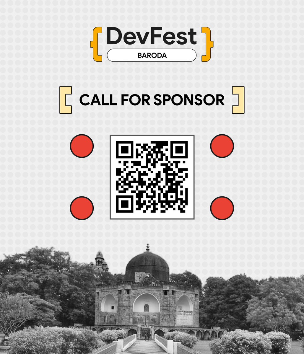 GDGBaroda's tweet photo. 🤝 Calling sponsors for DevFest Baroda 2026! Want your organization to be part of the developer community? Explore: 
https://t.co/K0rtuPp5JJ

🚀 #DevFestBaroda #GDGBaroda #DevFest2026 #GDGIndia #gdgindia #GoogleDeveloperGroups https://t.co/Qi67J18BeR