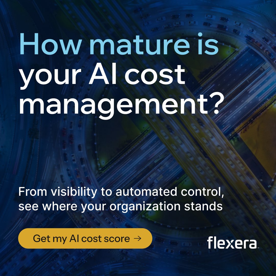 flexera's tweet photo. AI cost overruns don't start with the invoice. They start long before.

How quickly can your organization detect them?

Take the AI Cost Maturity Assessment: https://t.co/Om37Q3BaQ6
6 questions. 3 minutes. Personalized results.

#AI #AICostManagement #FinOps https://t.co/Q0AglrKTrs