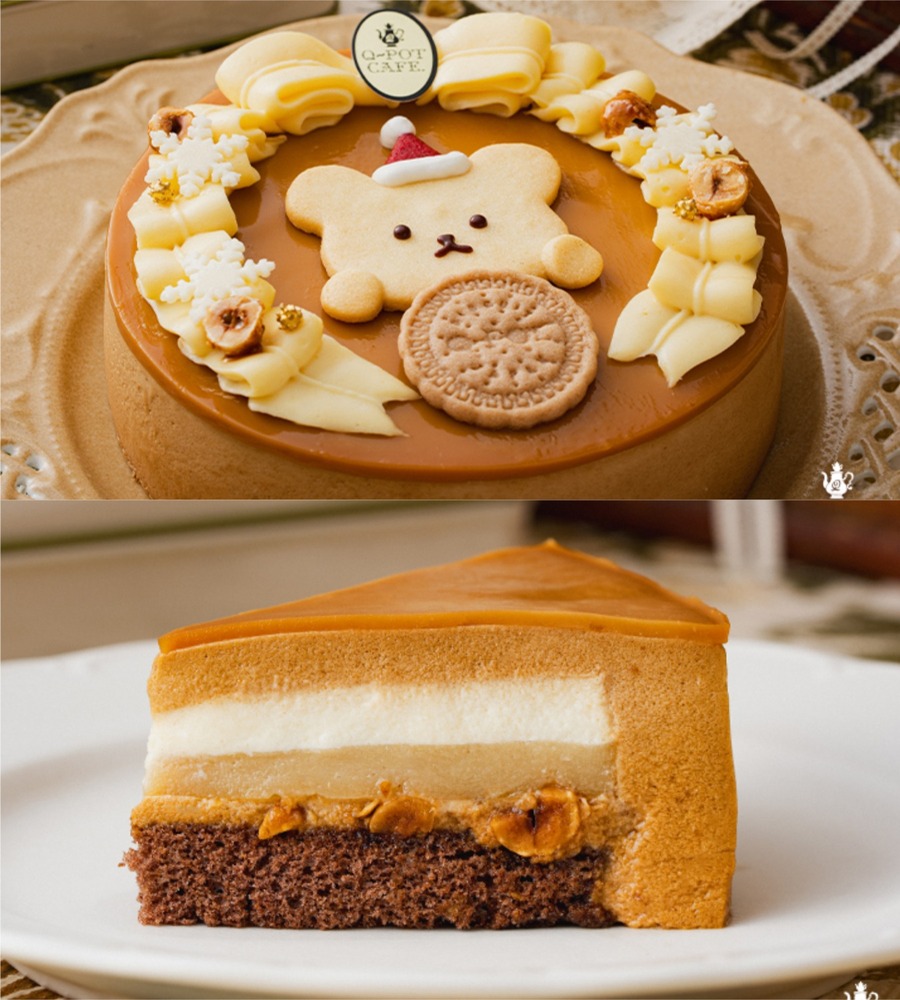fashionpressnet's tweet photo. Q-pot CAFE.の26年クリスマスケーキ、“テディベアサンタ”のキャラメル×バナナケーキ - https://t.co/7lYKd4PgIu https://t.co/CDcXZTyjPc