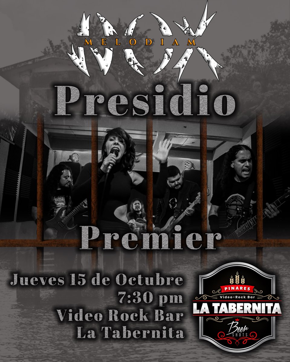 noxmelodiam's tweet photo. 🔥 Después de mucho trabajo, por fin llegó el momento.

Antes del estreno oficial de "Presidio" este 16 de octubre, queremos compartirla con ustedes en una noche muy especial.

📍 Premier de "Presidio"
🗓️ 15 de octubre
⏰ 7:30 p.m.
🍻 La Tabernita Pinares Curridabat

#Presidio https://t.co/YXgNnMvq4S