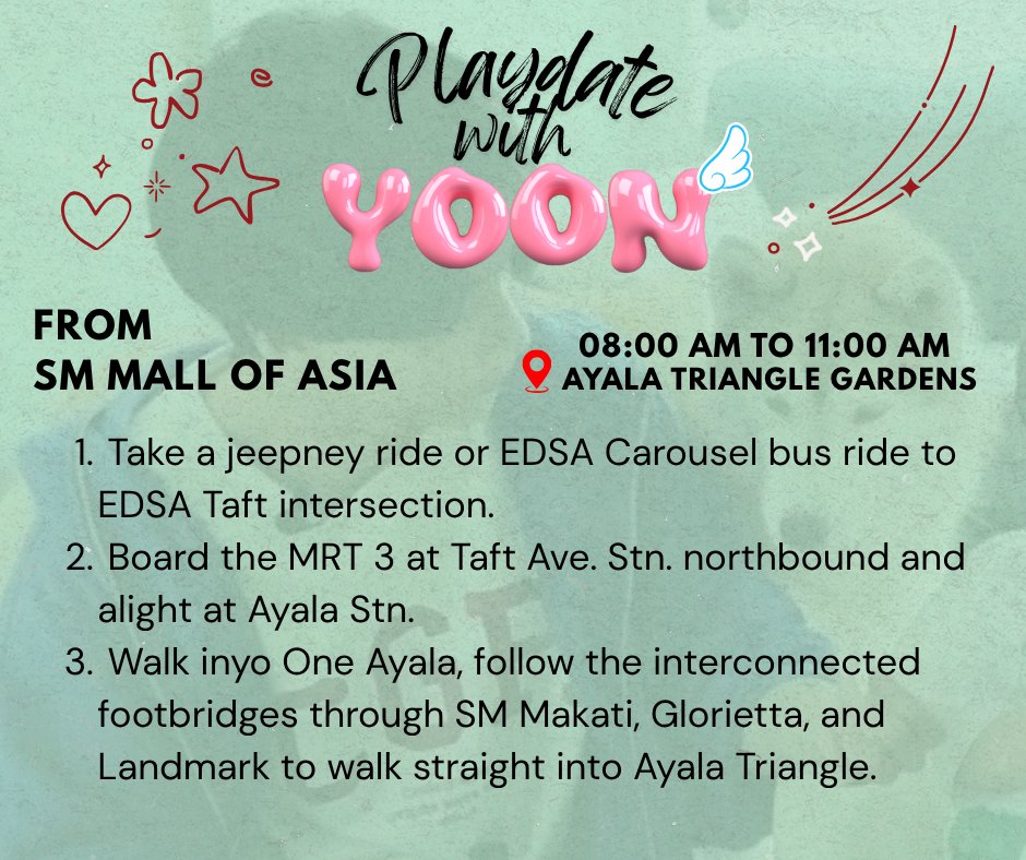 zkdlscoups's tweet photo. Hi carat furrends! 🐾 D-2 until our playdate with the rescues yay 

🐶 #PlayWithYoon : 1004, a private walk with Biyaya Rescues
📅 October 4th, 08:30AM
📍 Ayala Triangle Gardens

Here are the simplest commute options to get you to Ayala Triangle Gardens 🌳
📍 https://t.co/vHfz1y9OPK

You may save this guide for Sunday and plan your trip ahead. The rescues are excited to see you as well! Safe travels everyone.
