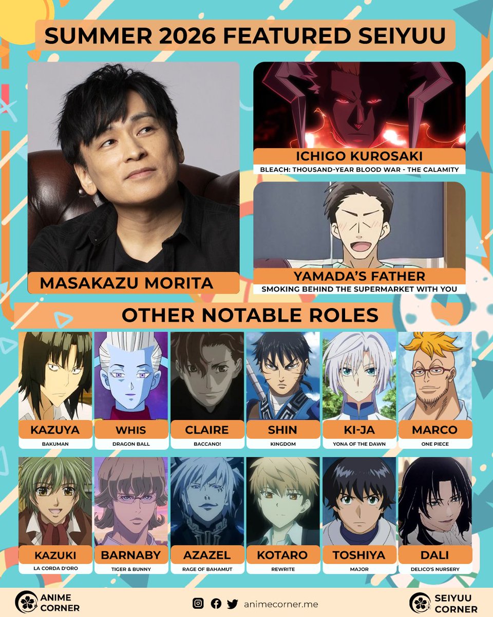 seiyuucorner's tweet photo. ☀️ Summer 2026 Featured Seiyuu: Masakazu Morita https://t.co/Z53CbqxI1c