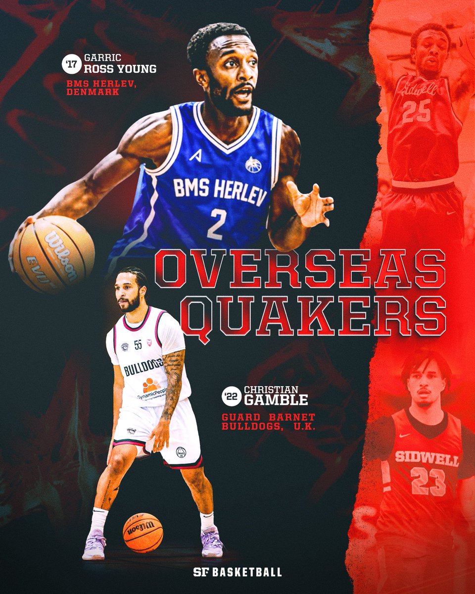 SidwellMBB's tweet photo. Best of luck to our “Overseas Quakers” Garric Young ‘17 and Chris Gamble ‘22 as they enter a new phase in their professional careers. 

Continue to represent the Sidwell basketball core values of attitude, toughness, and intelligence at the highest levels. 

#SidwellBasketball https://t.co/3ySiPG6j5R