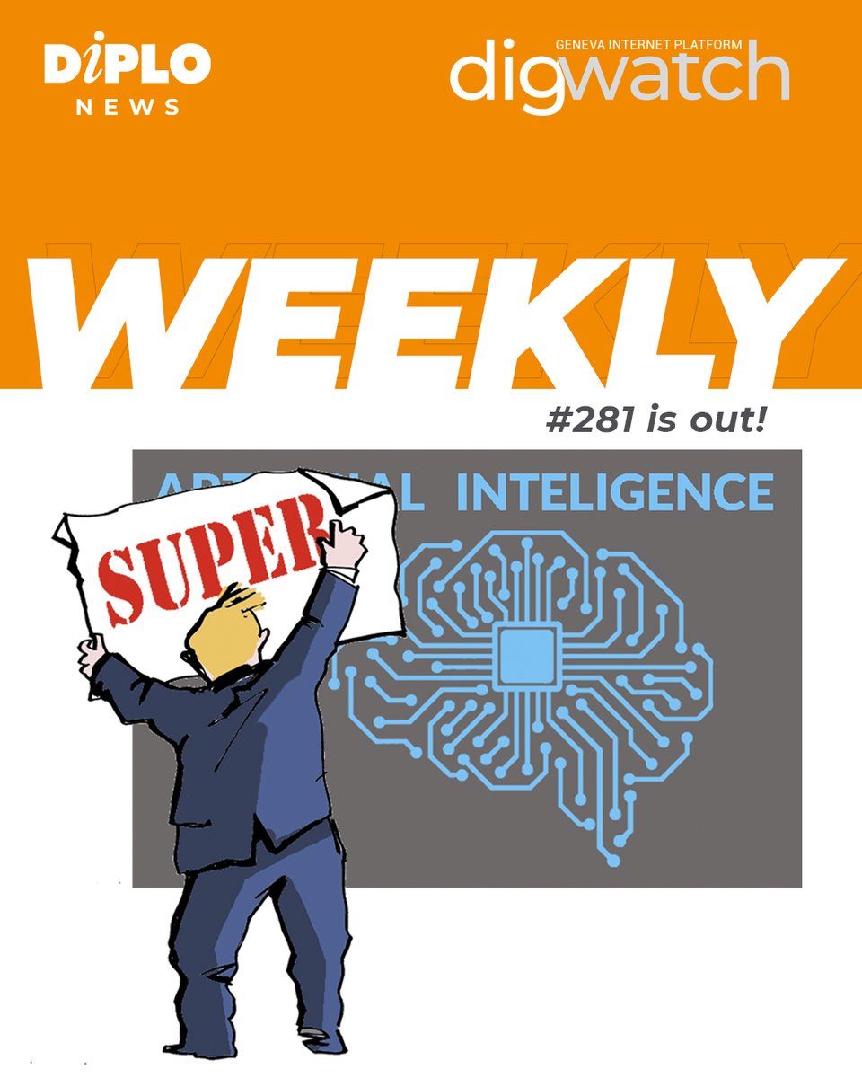 DigWatchWorld's tweet photo. DW Weekly #281 is out! 👇
https://t.co/hfWO15Vkwu 

AI gets a new name in the US — ‘Super Intelligence’ — raising questions about how terminology can shape policy. Plus, a voluntary safety agreement signed by AI industry leaders, data-centre energy demands face growing scrutiny, and governments move on platform accountability, cybercrime, digital identity, and AI skills.
.
.
#AI #SI #datacentres #cybercrime #digitalIDs #skils