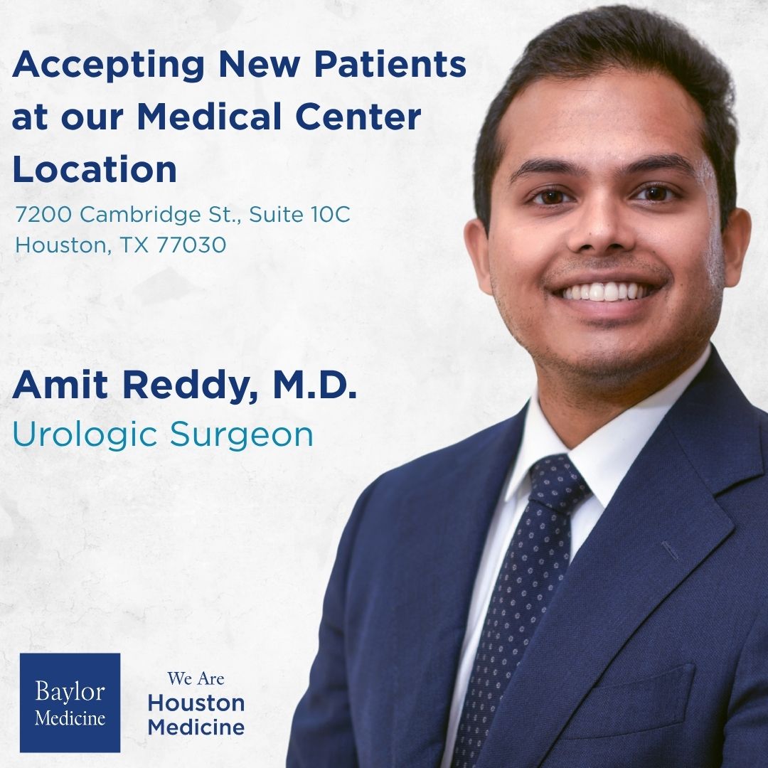 bcm_urology's tweet photo. Join us in welcoming Dr. Amit Reddy back to the Scott Department of Urology as an Assistant Professor. 

After completing his urology residency at BCM and a fellowship at UCLA, Dr. Reddy returns to Houston with expertise in male infertility, sexual medicine, hypogonadism and BPH. https://t.co/JkYXJ4R43F