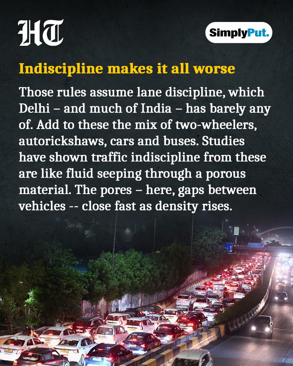 VinayakD's tweet photo. There's fascinating science to traffic jams. Not that it helps much in a city of hare-brained planners and kamikaze drivers that's Delhi. Do check out the simulations of some fundamental studies in this story. https://t.co/Y4Ipz8IWP7