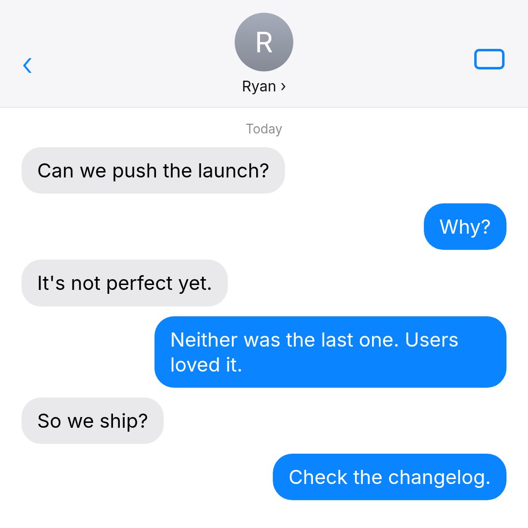 Umang_dayal's tweet photo. Waiting for perfect is how you learn last. Ship it, listen hard, and let next week fix what users actually care about. https://t.co/GuSpd9xSN8