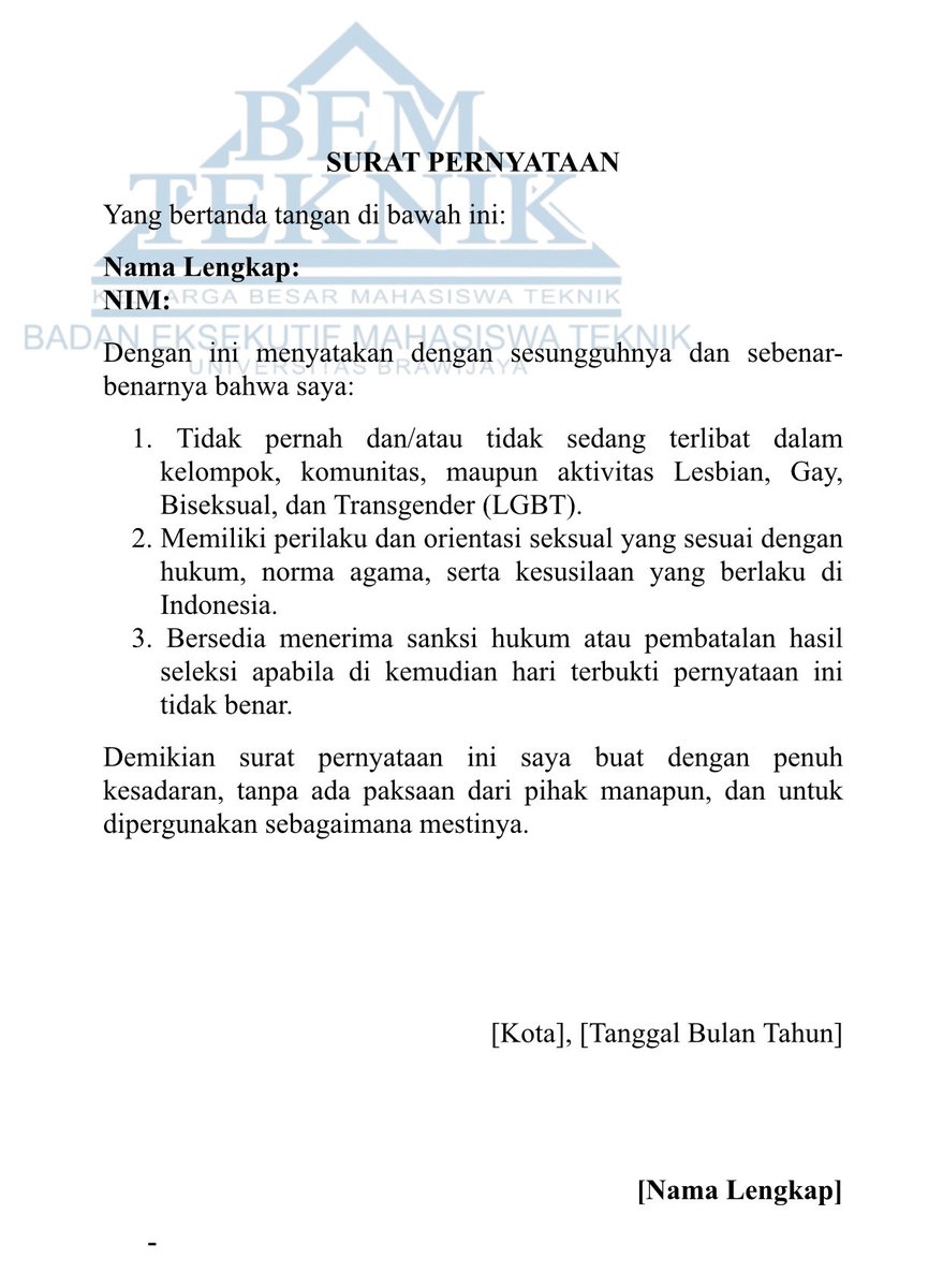 ashaabull's tweet photo. Template salah satu surat pernyataan untuk daftar BEM FT btw https://t.co/W67LiP8sOt