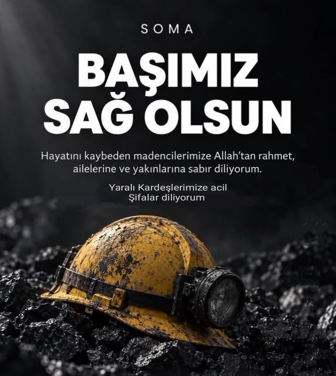 ozmekik's tweet photo. Manisa’nın Soma ilçesinde meydana gelen maden göçüğünde hayatını kaybeden 5 maden emekçimize Allah’tan rahmet; ailelerine, yakınlarına ve tüm maden emekçilerine başsağlığı diliyorun. Yaralı olarak kurtarılan işçilerimize de acil şifalar diliyorum.

#soma https://t.co/fjTLNHucar