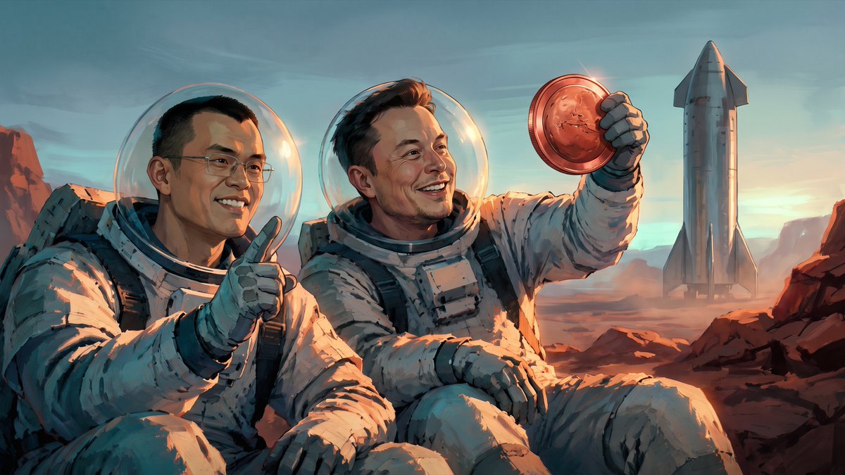 Foundercitygame's tweet photo. FounderCity side story is live: Elon on Line One.

2021: CZ suggests a name for Elon's coin, MarsCoin. Elon: "There will definitely be a MarsCoin!"

So we flew a Doge rocket to the Moon, then on to Mars, to deliver it.

It goes live in half an hour—that is, at 10:00 Beijing time.

Play free: https://t.co/IsXShFXd2j
A fan-made parody.