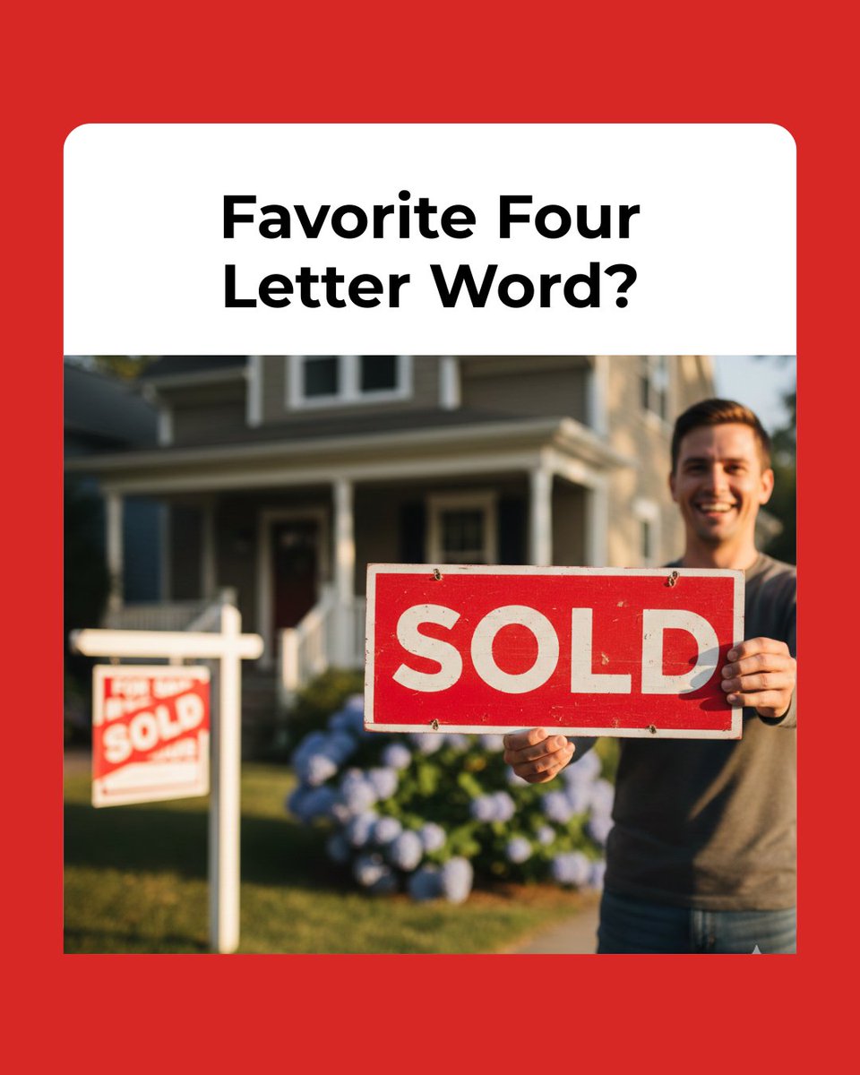 carlynl's tweet photo. S-O-L-D! ๐ก๐ฐ๐ธ
Whatโs YOUR favorite four-letter word? ๐ค
#Sold #RealEstate101 #RealEstateHumor #FavoriteWord #ChaChing #DealDone https://t.co/IythdqsLKE