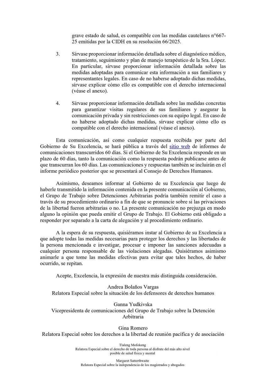 Cristosal's tweet photo. 🚨 La comunidad internacional continúa atenta a la situación de nuestra compañera Ruth López. Se hizo pública la carta que cinco mecanismos de Procedimientos Especiales de la ONU enviaron al Gobierno de El Salvador, en la que expresan su profunda preocupación por el grave estado de salud de Ruth y por su detención.

Desde mayo de 2025, Ruth permanece injustamente encarcelada, sin que su familia ni su equipo legal reciban información oficial sobre su salud, diagnóstico y tratamiento. Los expertos de la ONU exigen al Estado explicaciones y le recuerdan las medidas cautelares que la CIDH otorgó a su favor.

Lee la carta 👇