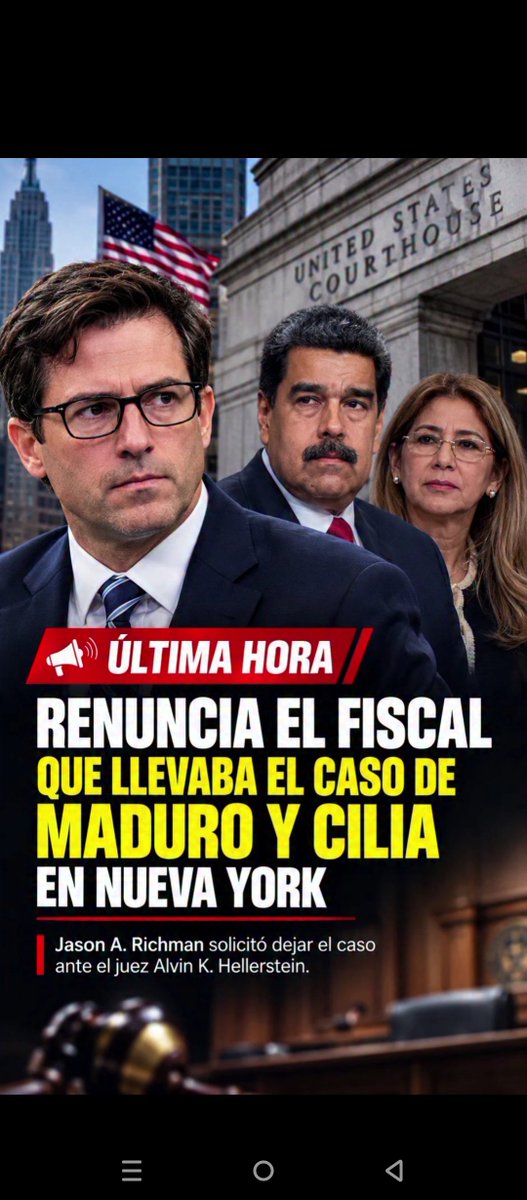 WilmerDepablos's tweet photo. El Juez Alvin Hellerstein no tiene jurisdicción contra el presidente Maduro quien está investido de inmunidad soberana lo que obligó al fiscal a renunciar, la presencia de la Dra Delcy Rodríguez en su condición de presidente encargada así lo evidenció en la ONU y EEUU. https://t.co/uxfi1BezTr