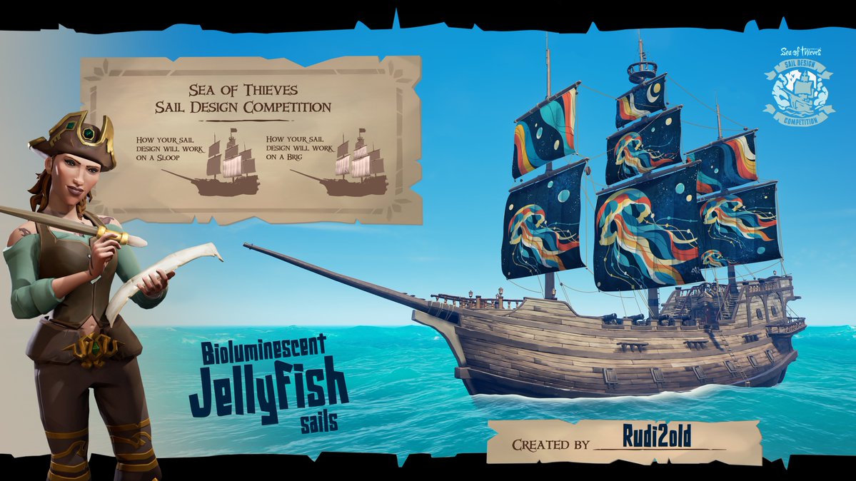 2old4stream's tweet photo. My entry for the Sail Design Competition #1
Bioluminescent Jellyfish Sails
#SoTSailDesignComp
#seaofthieves #bemorepirate
@SeaOfThieves 

Night mode and Making Of in comments :) https://t.co/vs1Aw6n9vu