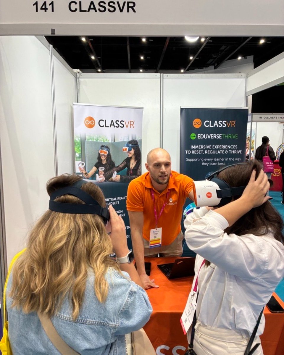 ClassVR's tweet photo. Inspiring conversations at the @nationaledshow Cardiff today 💫

It’s been fantastic connecting with educators &amp; showcasing how ClassVR supports teaching &amp; learning through immersive VR experiences.

If you’re at the show, there's still time to see us at Stand 141! 

#EdTech https://t.co/zPLL9swgC9