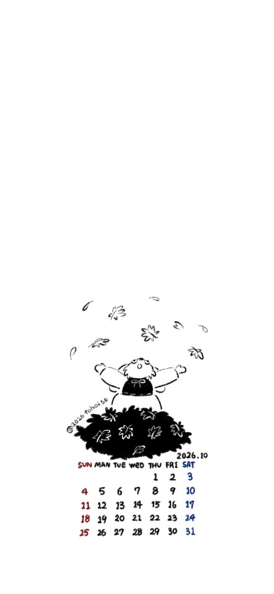 tohoi_so's tweet photo. 10月の壁紙です。黒と白好きな方使ってね。
＃スマホ壁紙 ＃カレンダー配布 ＃wallpaper #illustration‌‌ https://t.co/Fu7VJr97nk