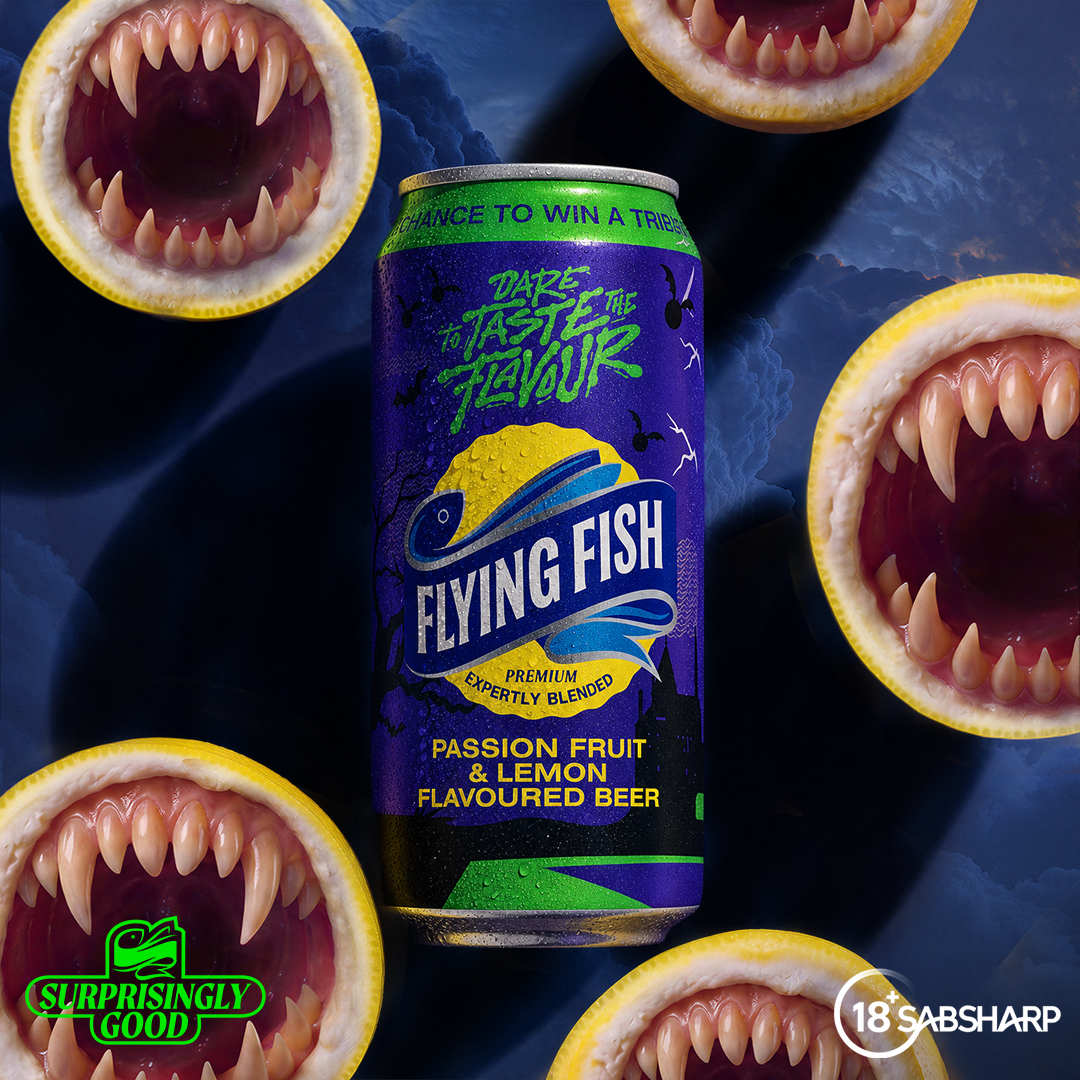 FlyingFishSA's tweet photo. POV: You finally found your new fave flavour. 👀🍋

Flying Fish Passion Fruit &amp; Lemon is crisp, refreshing and serving a whole burst of Surprisingly Good.

Tag the friend you'd share a 6-pack with and we just might slide into your DMs. 🍻😉

#DareToTasteTheFlavour https://t.co/YCTIwHN9rl