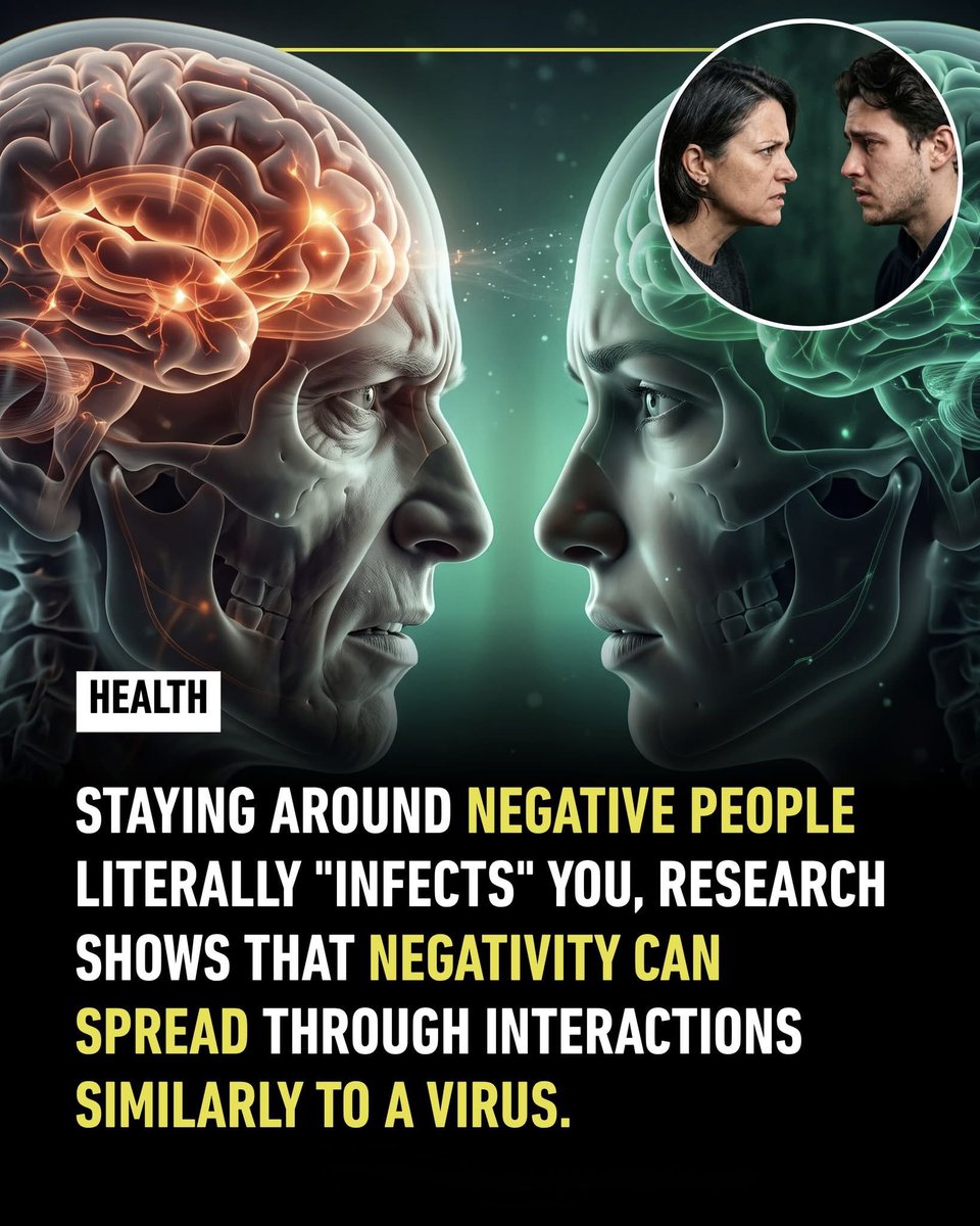scitechgirl's tweet photo. 🧠 YOUR EMOTIONS MAY NOT BE ENTIRELY YOUR OWN

Have you ever walked into a room feeling perfectly fine… then suddenly felt tense, irritated, or unusually sad? There may be a hidden reason.

It’s called emotional contagion — a process in which we can unconsciously pick up and mirror the expressions, tone, body language, and emotional state of people around us.

A stressed person can make a conversation feel tense. Someone’s calmness can make you feel calmer. And when negative interactions happen again and again, they may begin to affect your own emotional state.

The surprising part? You may not even realize it is happening.
That’s why the people we spend time with can matter more than we think. Healthy boundaries, supportive relationships, and time away from constant negativity can help protect our emotional well-being. 

Source: Hatfield, E., Bensman, L., Thornton, P. D., & Rapson, R. L. (2014). New perspectives on emotional contagion: A review of classic and recent research on facial mimicry and contagion. Interpersona, 8(2), 159–179.