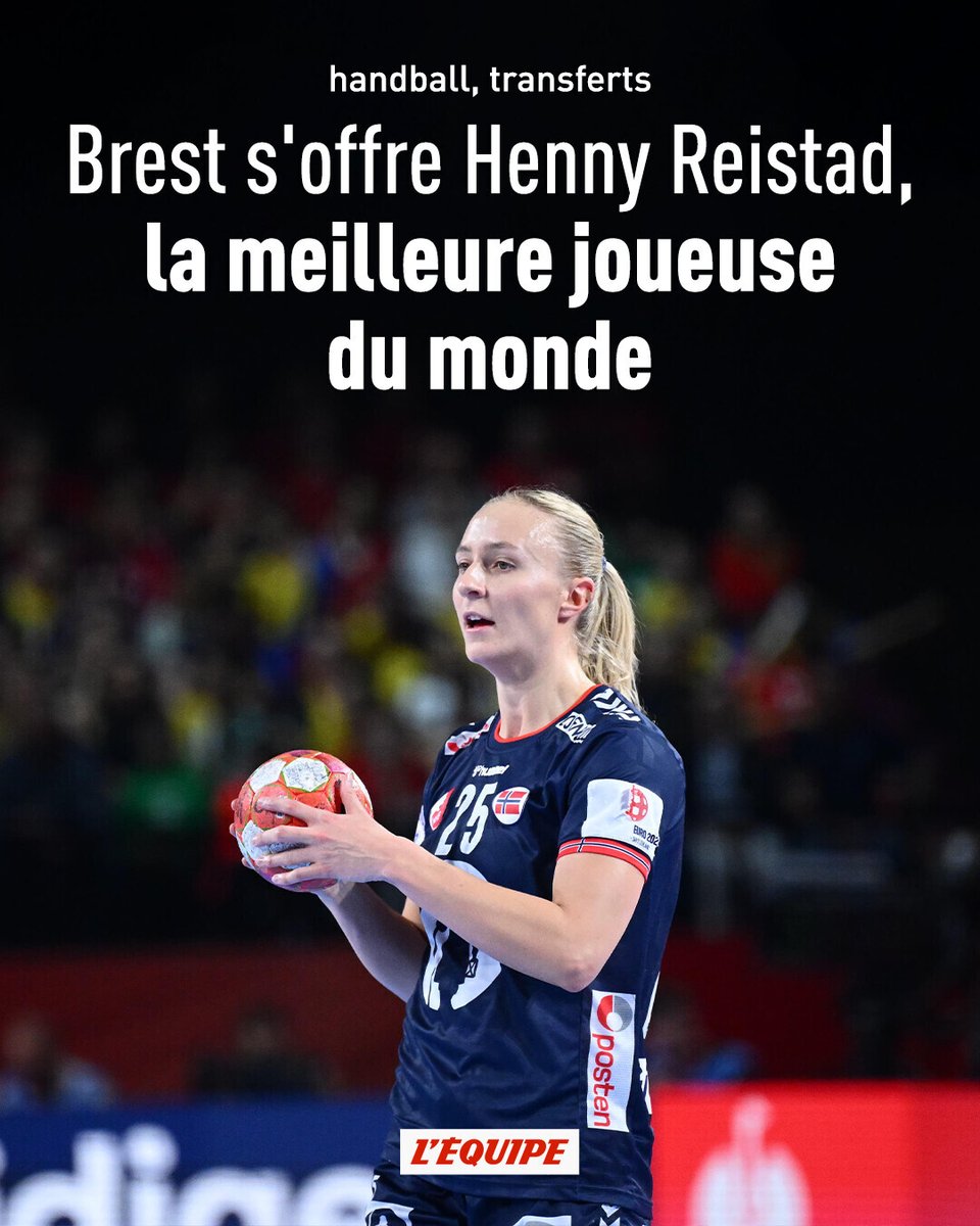 lequipe's tweet photo. https://t.co/zySacq47zi
Brest annonce ce vendredi le recrutement de la Norvégienne Henny Reistad, la meilleure joueuse du monde, à partir de l'été 2027 pour les trois saisons à venir. Un transfert gigantesque qui fait encore changer de dimension le club breton https://t.co/bM9Rcxk63t