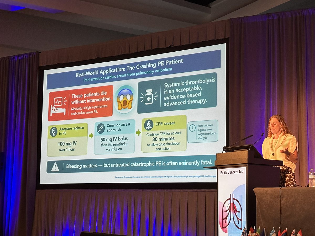 PERTConsortium's tweet photo. @JayMathewsMD @em_ccmdoc and @patrickmuckmd closing off our #HighRiskPE session with a lively debate looking at catheter based options vs systemic lytics vs surgical embolectomy in these deteriorating patients #PERT2026 https://t.co/UFEDSKJe2E