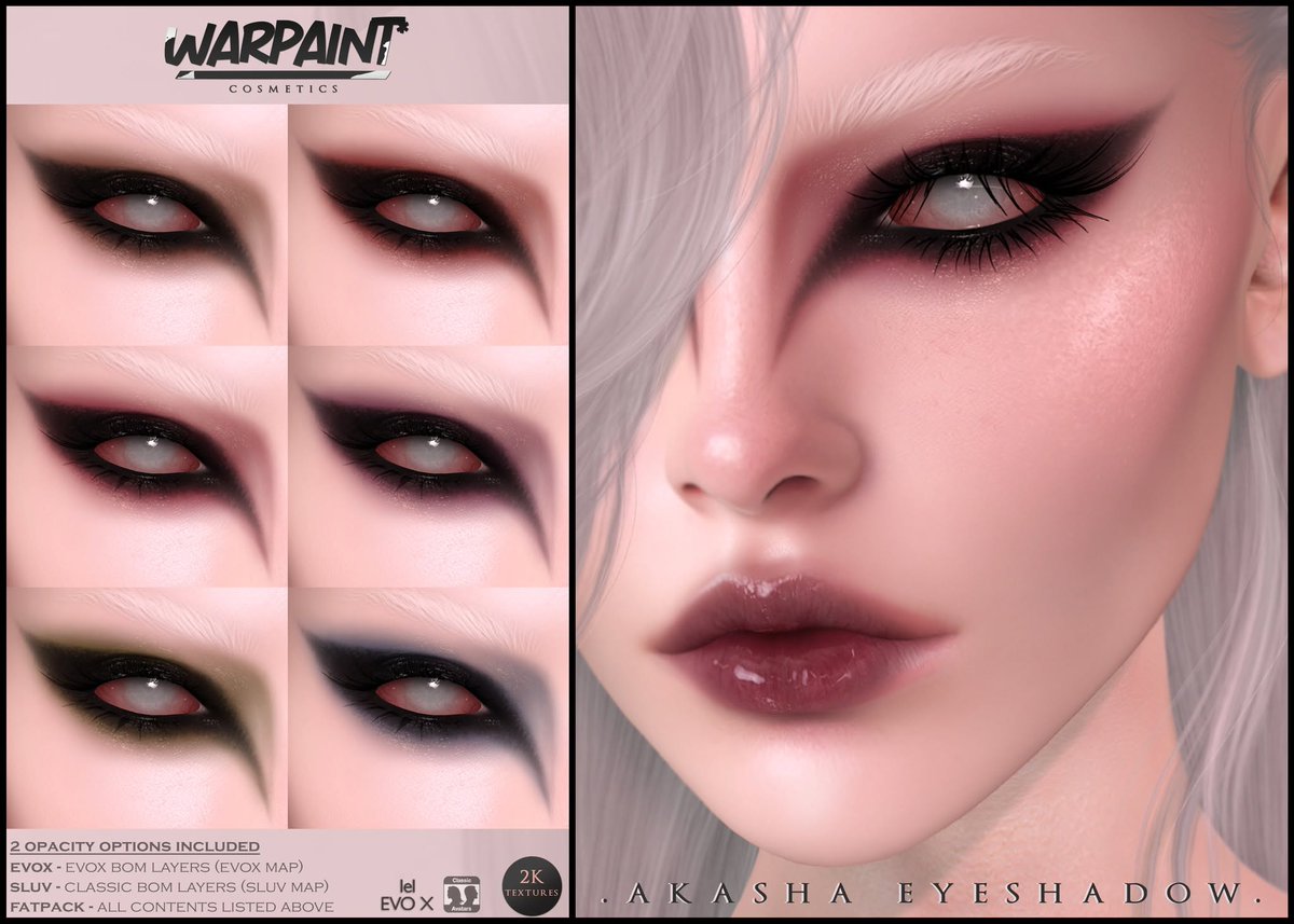KawaiiFeedSL's tweet photo. WarPaint: Akasha Eyeshadow @ Uber〡Taxi: https://t.co/AKgAyxkZ7a
#SecondLife #WarPaint #Uber #Secondlifeevent #Secondlifecontent #KawaiiFeed https://t.co/LyzwdchFUB