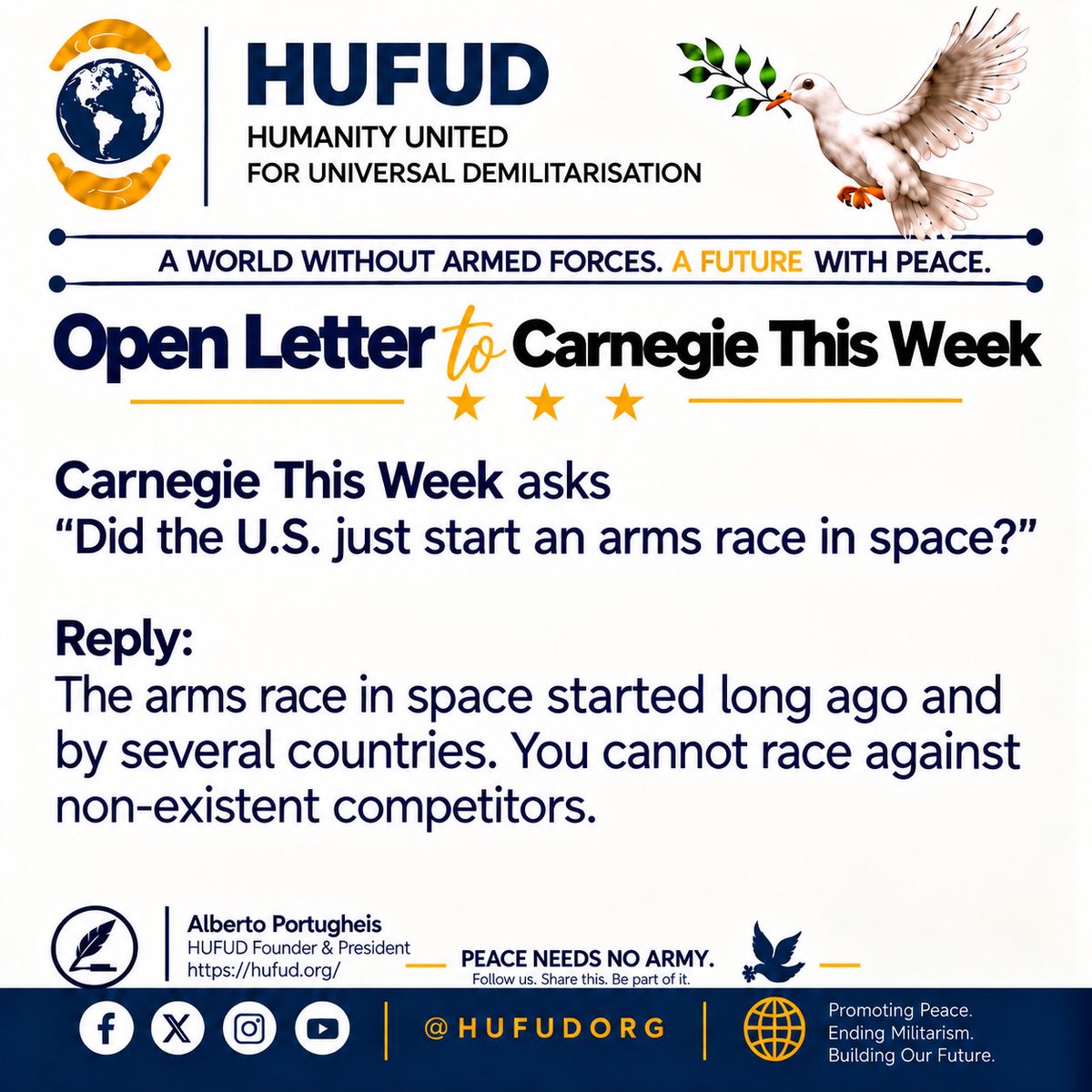 Hufudorg's tweet photo. #HUFUD
#SpaceArmsRace
#SpaceSecurity
#Demilitarisation
#PeaceNeedsNoArmy https://t.co/5WFU5YD4UP