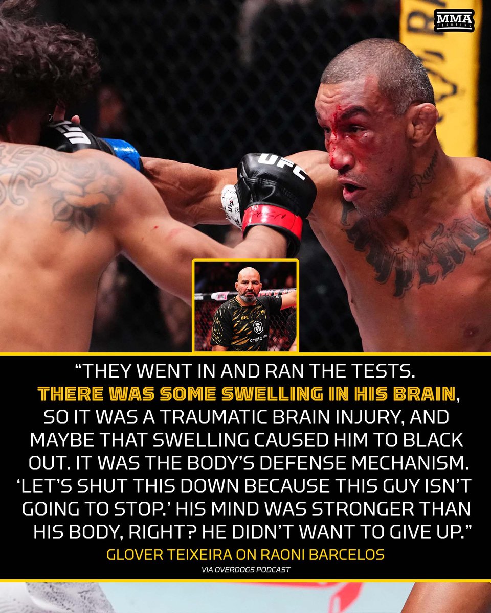 MMAFighting's tweet photo. Glover Teixeira reveals what caused Raoni Barcelos’ health scare at UFC Vegas 121 🙏

📰 https://t.co/pt989ijTKM https://t.co/2CxX8c48iG