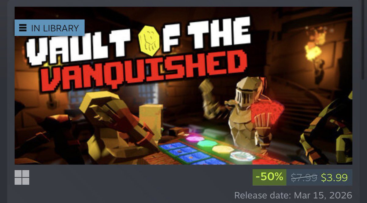 BrokenFlameGms's tweet photo. Vault of The Vanquished is RIGHT NOW HALF OFF for the Steam Autumn Sale! 😄

https://t.co/aOoCD5xeNW

#indiedev #indiegame #rougelike #rougelite #steamsale #steam https://t.co/SMggX3RDmQ