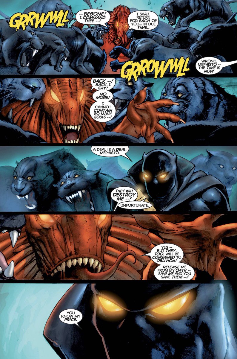 NYtellem's tweet photo. Before another Black Panther and Namor Doomed issue comes out.

Ima need writers: Ethan S.Parker &amp; Griffin Sheridan, 

to do their research on T’Challa and come to the understanding that fighting Doom, Mephesto, and Demons is nothing new to T’Challa the Black Panther! https://t.co/wg2xfV7nVm