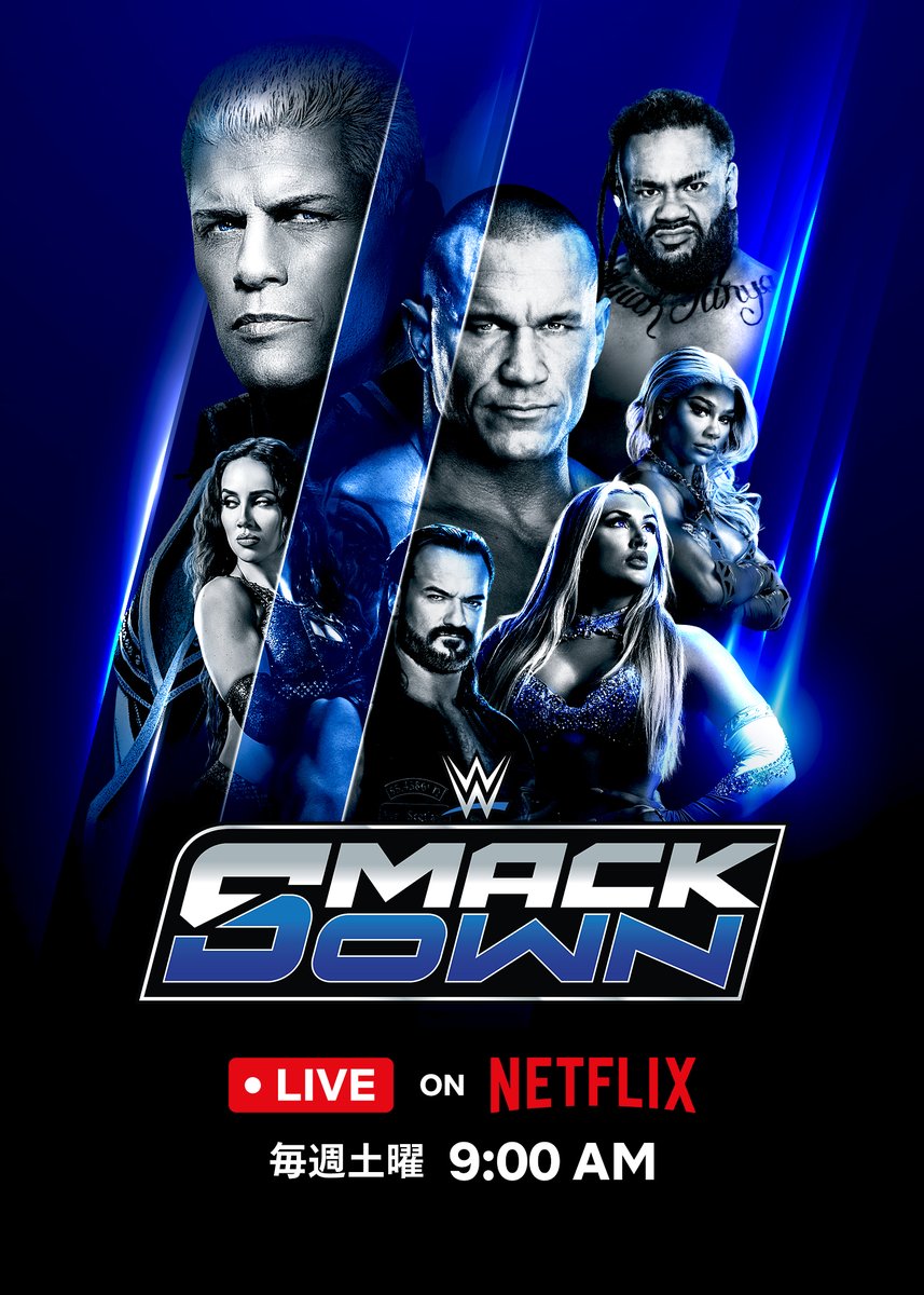 NetflixJP's tweet photo. ━━━━━━━━━━━━
　『WWE Smackdown』
　ライブ配信スタート！
━━━━━━━━━━━━

スーパースターたちが
宿敵を打ちのめし、
新たな抗争が巻き起こる🔥

今後も毎週【土曜 9:00AM】
ド迫力の戦いをライ��配信🔴

#WWE
#WWESmackdown https://t.co/nXWCKGne1r
