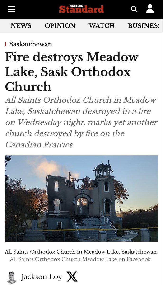 JimMcMurtry01's tweet photo. Three churches in same area destroyed by fire
• Our Lady of the Smile on Waterhen Lake FN (2022) 
• St. George’s Anglican Church in Loon Lake (2024) by arsonist from Makwa Sahgaiehcan FN
• Meadow Lake on Orange Shirt Day (2026)
135 churches burned or desecrated since Kamloops. https://t.co/gBeS4C1pFZ