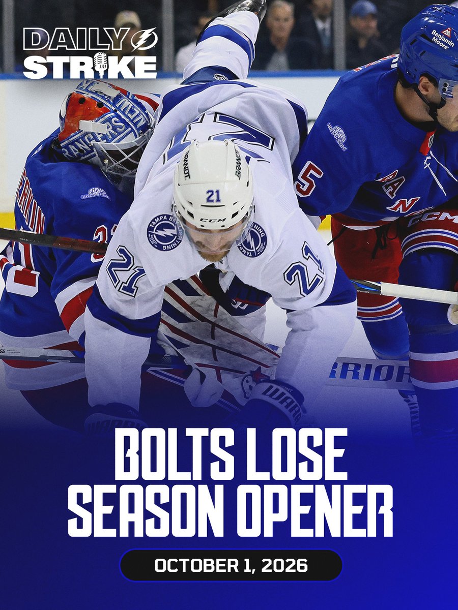 Bolts_Cast's tweet photo. Lightning fall in season opener, Nikita Kucherov scores, Jeff Viel plays in 100th game. #GoBolts 

Apple: https://t.co/2RvWm3YupX
Spotify: https://t.co/hPIj4RQOjR
YouTube: https://t.co/DqEDaKM9IR https://t.co/tTwJ4KWlwF